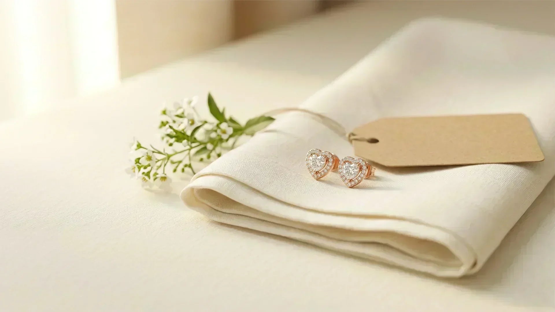 Lab grown heart diamond earrings in rose gold for Mother's Day gift