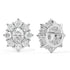 Front and rear views of white gold lab-grown diamond stud earrings in vintage halo cluster design with oval focal stone and round accents, sustainable luxury