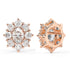 Front and back perspectives of rose gold lab-grown diamond stud earrings featuring halo cluster with oval diamond and round brilliants, ethical fine jewelry