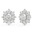 Angled perspective of white gold lab-grown diamond cluster stud earrings featuring oval halo and sparkling round cuts, pair displayed, elegant bridal jewelry