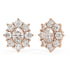 Angled shot of rose gold lab-grown diamond cluster stud earrings in oval halo style with multiple brilliant-cut diamonds, pair illustrated, trendy luxury earrings