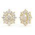 Angled view of yellow gold lab-grown diamond cluster stud earrings with oval halo design and multiple brilliant-cut diamonds, pair shown, vintage-inspired luxury earrings