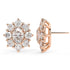 Side view of rose gold lab-grown diamond oval halo earrings highlighting the post and elaborate cluster setting with round stones, exquisite jewelry detail