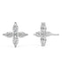 Rear view of white gold lab grown diamond marquise floral earrings displaying post backing and four petal design