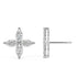 Side view of white gold lab grown diamond floral earrings featuring marquise cut stones and secure post on white background