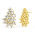 Yellow gold diamond flower studs full side view, prong-set tiered pear and round design with gold accents, contemporary cluster diamond jewelry