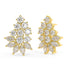 Yellow gold tiered diamond stud earrings angled view, pear and round cuts in blooming floral formation, high-quality lab diamond fine jewelry
