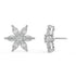 White gold marquise flower diamond earrings side profile with backing, secure screw post and prong details, classic white gold six-petal studs
