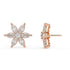 Rose gold marquise diamond flower earrings angled profile, central round brilliant with six petal cuts, luxurious rose gold fine jewelry