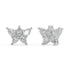 White gold diamond halo studs angled view, central round brilliant surrounded by Pavé accents, luxury lab grown halo diamond earrings