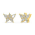 Yellow gold diamond halo studs angled view, central round brilliant cut with micro-Pavé halo, high-quality lab diamond fine jewelry product shot