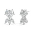 White gold round pear diamond cluster earrings full angled shot, sparkling layered bow design, perfect gift lab diamond jewelry