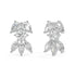 White gold floral cluster diamond earrings angled view, central round with pear petals in dimensional design, luxury lab grown diamond studs