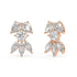 Rose gold cluster diamond stud earrings side view with post, secure backing and bead prong details, rose gold multi-pear diamond studs