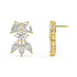 Yellow gold pear diamond cluster earrings side profile, secure post backing visible, timeless cascading floral diamond studs in 14k gold