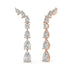 Rose gold linear diamond drop earrings side view with post, secure backing and prong details, rose gold teardrop climber diamond earrings