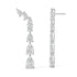 White gold teardrop diamond climber earrings side profile with backing, secure screw post and prong details, classic white gold cascading studs