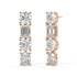 Rose gold linear diamond stud earrings side view with post, secure backing and bead prong details, rose gold mixed shape diamond drops
