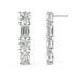 White gold vertical diamond cluster earrings side profile with backing, secure screw post and prong details, classic white gold mixed cut studs