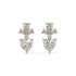Pair of Diamore Earrings in rose gold with fancy yellow heart diamond hanging below white floral cluster for radiant sculptural piece blending sentimental warmth with modern edge on white background.