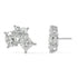Front and back views of white gold lab-grown diamond three-stone earrings in vertical oval-cut and pear cluster style, premium ethical luxury jewelry