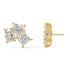 Side profile of yellow gold lab-grown diamond three-stone earrings displaying post backing and detailed prong settings on oval and pear diamonds, fine diamond craftsmanship