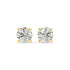Pair of Round Hidden Halo lab grown diamond earrings in yellow gold showcasing round cut stones with concealed pave surprise for timeless glow flawless symmetry and intense sparkle on white background.