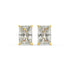 Pair of Radiant Hidden Halo lab grown diamond earrings in yellow gold showcasing radiant cut stones with concealed pave boost for structured radiant fire merging emerald elegance and brilliant sparkle on white background.