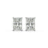 Pair of Radiant Hidden Halo lab grown diamond earrings in white gold featuring radiant cut with sharp geometry and fiery reflections pulling admiration on white background.