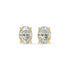 Pair of Oval Hidden Halo lab grown diamond earrings in yellow gold showcasing oval cut stones with concealed shine for flowing form and balanced natural elegance on white background.