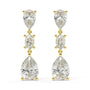 Pair of yellow gold lab-grown diamond solitaire stud earrings with round brilliant center diamond in classic prong setting, front view, luxury timeless diamond jewelry