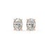 Front pair of rose gold Oval Hidden Halo lab grown diamond earrings with oval cut stones and concealed shine for gentle vivid light effects.
