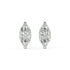 Pair of Marquise Hidden Halo lab grown diamond earrings in white gold, dynamic marquise shape stretching light into captivating display on white background.