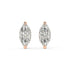 Pair of Marquise Hidden Halo lab grown diamond earrings in rose gold, bold visual presence with graceful curves on white background.
