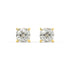 Pair of yellow gold lab-grown diamond asscher stud earrings with square single asscher-cut diamond in elegant prong setting, front view, luxury solitaire diamond jewelry