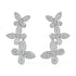 Front and back views of white gold lab-grown diamond vine stud earrings in cascading floral cluster style with marquise and pear diamonds, premium ethical jewelry