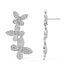 Side view of white gold lab-grown diamond floral earrings highlighting secure post and detailed prong settings on layered petals, high-end diamond craftsmanship