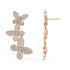 Front and back perspectives of rose gold lab-grown diamond vine stud earrings featuring marquise-cut and pear-shaped diamonds in luxurious floral vine motif, ethical fine jewelry