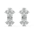 Front and back views of white gold lab-grown diamond cluster stud earrings in vertical emerald and pear arrangement, sustainable high-end jewelry