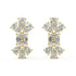 Angled view of yellow gold lab-grown diamond multi-stone stud earrings featuring emerald-cut center and pear-shaped diamonds in petal formation, pair shown, high-end luxury jewelry