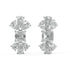 Side view of white gold lab-grown diamond earrings highlighting secure post and intricate settings on central emerald-cut and pear stones, exquisite diamond craftsmanship