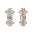 Side profile of rose gold lab-grown diamond earrings showing post and elaborate prong settings on emerald and pear stones, high-end diamond detail