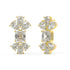 Side profile of yellow gold lab-grown diamond cluster earrings displaying post backing and detailed prong settings on emerald and pear diamonds, fine craftsmanship diamond jewelry