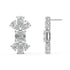Detailed angled shot of white gold lab-grown diamond stud earrings with emerald center flanked by pear petals, pair illustrated, premium cluster jewelry