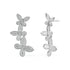 Pair of rose gold lab-grown diamond floral vine stud earrings with marquise and pear-shaped diamond petals in elegant cascading butterfly motif, front view, romantic luxury jewelry