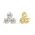 Back view of Trinity Studs in yellow gold with butterfly backs and double notch, secure and gift ready packaging for that special someone.