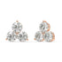 Angled front of rose gold Trinity Studs, triple stone setting that turns heads without effort, ideal for casual days or special moments.