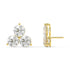 Side view of Trinity Studs yellow gold earrings showing post and bezel profile, hypoallergenic and lightweight for sensitive ears and active lifestyles.