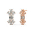 Pair of rose gold lab-grown diamond floral cluster stud earrings with emerald-cut center diamond and pear-shaped petal accents, front view, elegant multi-diamond jewelry