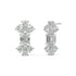 Pair of rose gold lab-grown diamond cluster stud earrings featuring central emerald-cut diamond and pear-shaped diamond petals in floral motif, front view, romantic luxury earrings